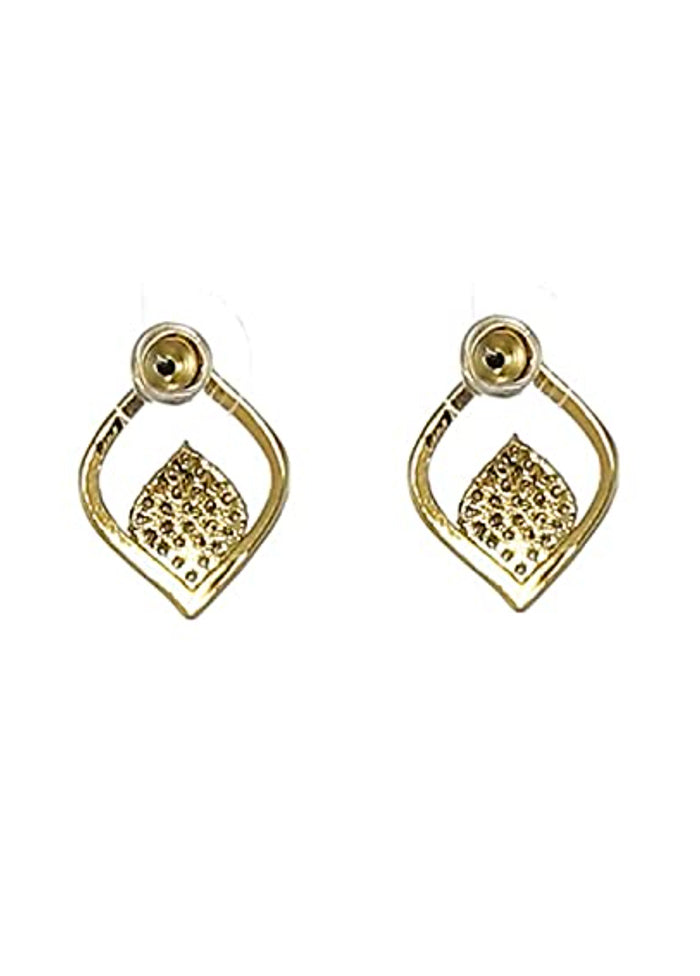 Gold And Rhodium Plated CZ Leaf Stud Earrings - Indian Silk House Agencies