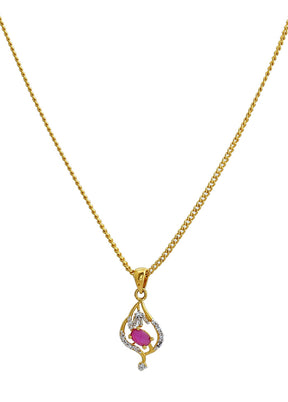 Gold And Rhodium Plated Caught In A Wave Ruby Necklace Set - Indian Silk House Agencies