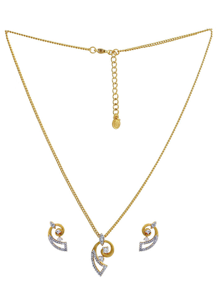 Gold Andrhodium Plated CZ Designer Conch Necklace Set - Indian Silk House Agencies
