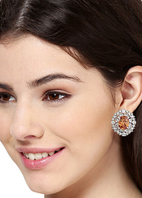 Estele American Diamond Earrings with Burning Fancy Stone for Women - Indian Silk House Agencies