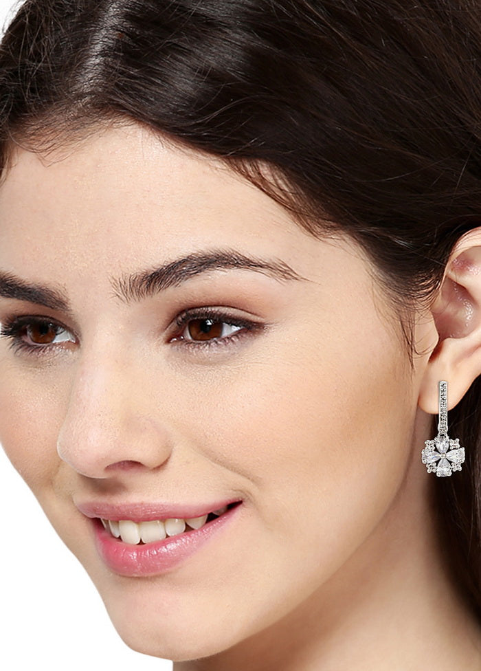 Estele American Diamond Hoop Earrings For Women - Indian Silk House Agencies