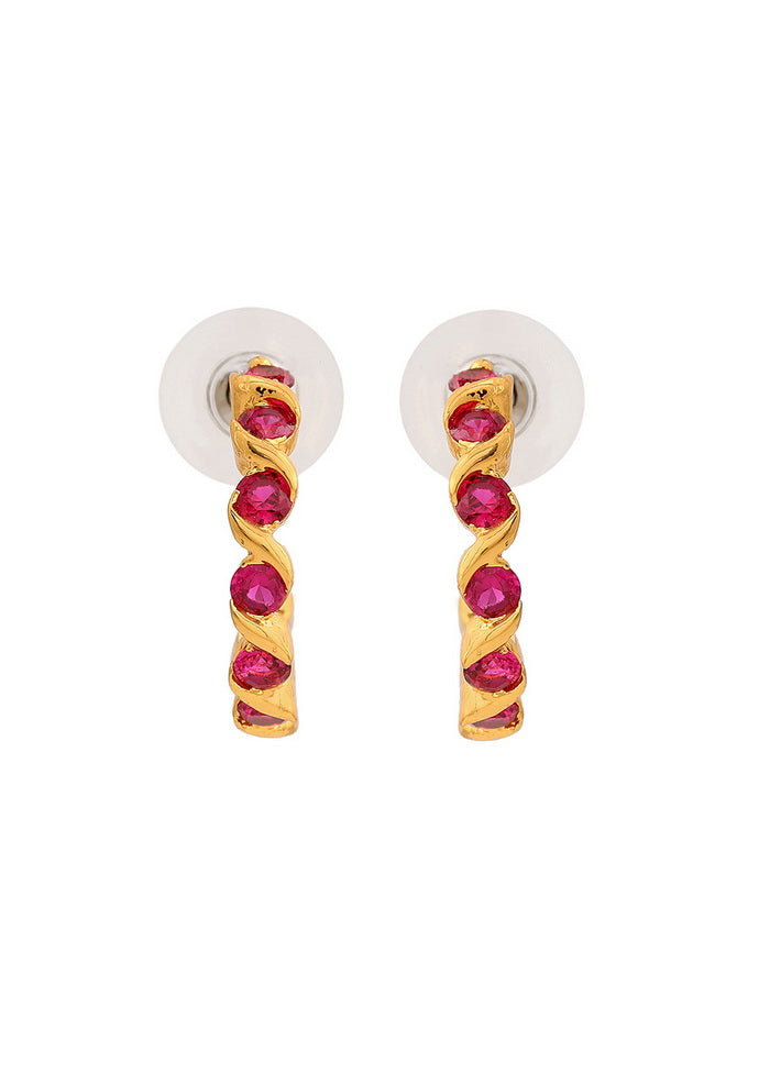 Estele 24 Kt Gold Plated Orange CZ Hoop Earrings - Indian Silk House Agencies
