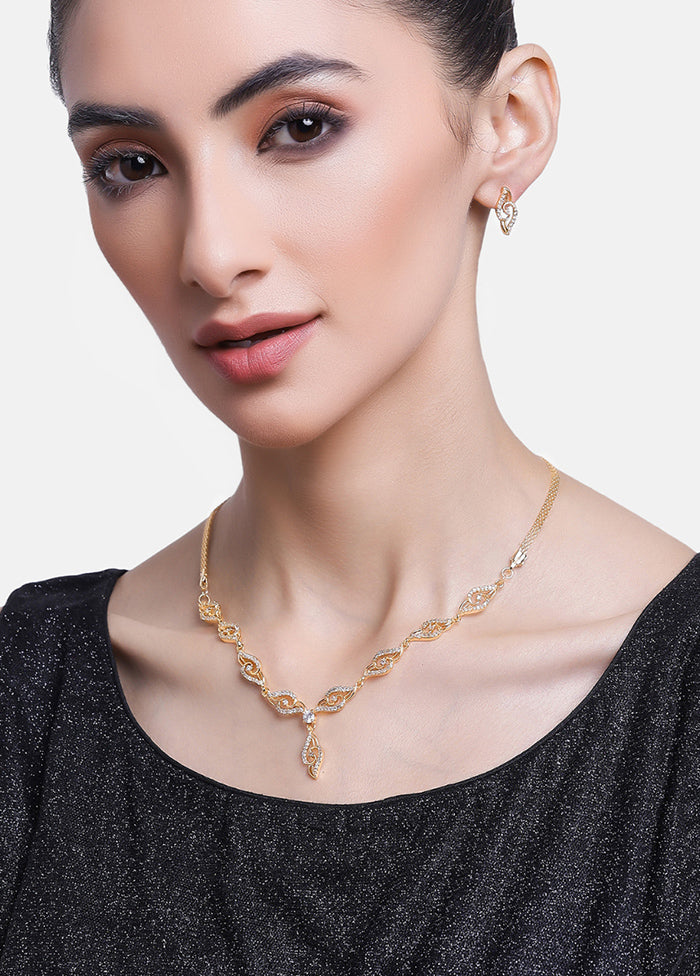 Gold Plated CZ Nature Inspired Jewellery Set - Indian Silk House Agencies