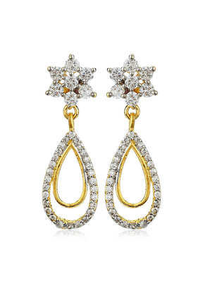 Gold Plated CZ Nakshatra Drop Earrings - Indian Silk House Agencies