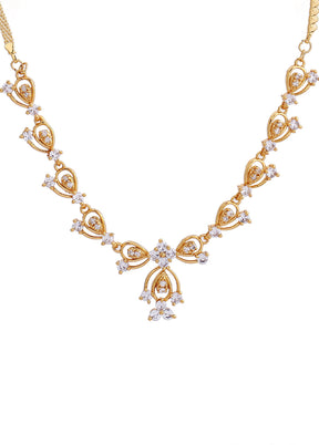 Gold Plated CZ Bow Tie Continuity Necklace Set - Indian Silk House Agencies