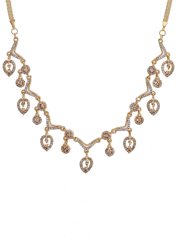 Gold Plated CZ Full Tide Designer Necklace Set - Indian Silk House Agencies
