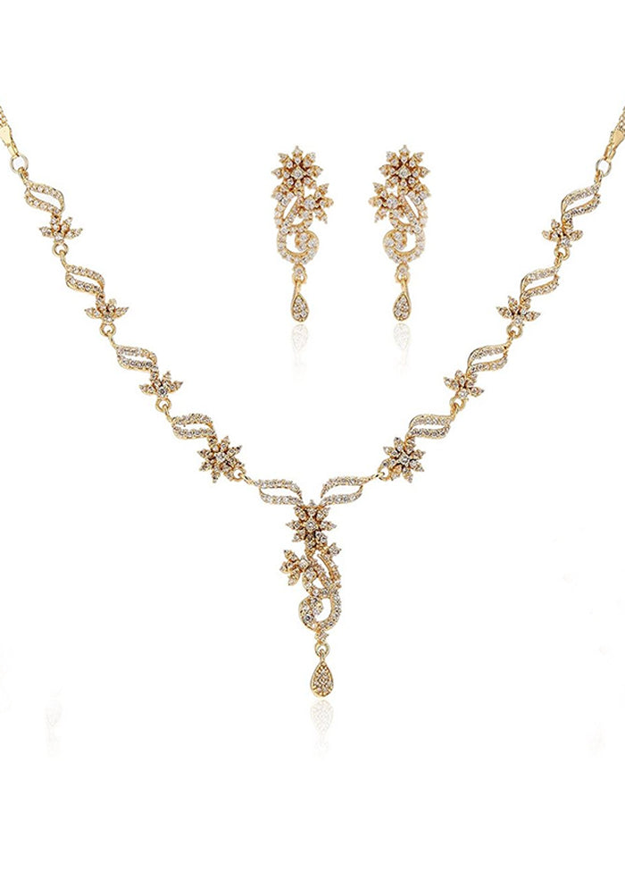 Gold Plated CZ Laila Necklace Set - Indian Silk House Agencies
