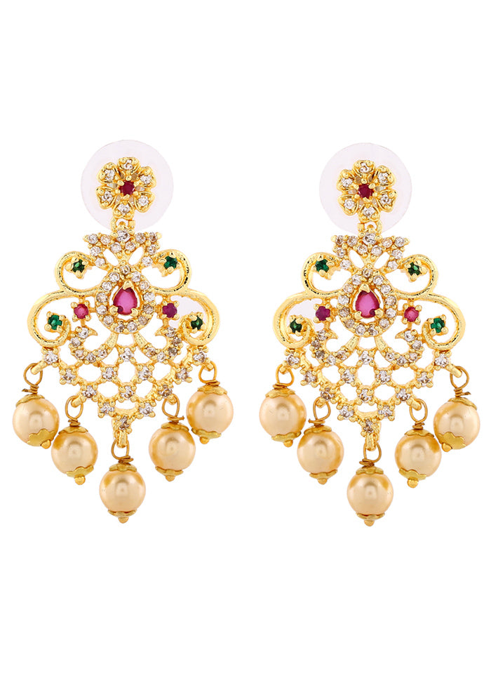 Gold Plated CZ Majestic Earrings - Indian Silk House Agencies