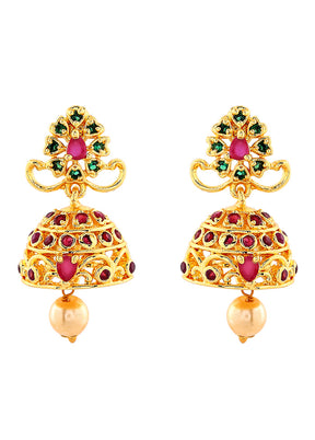 Gold Plated CZ Exquisite Jhumki Earrings - Indian Silk House Agencies