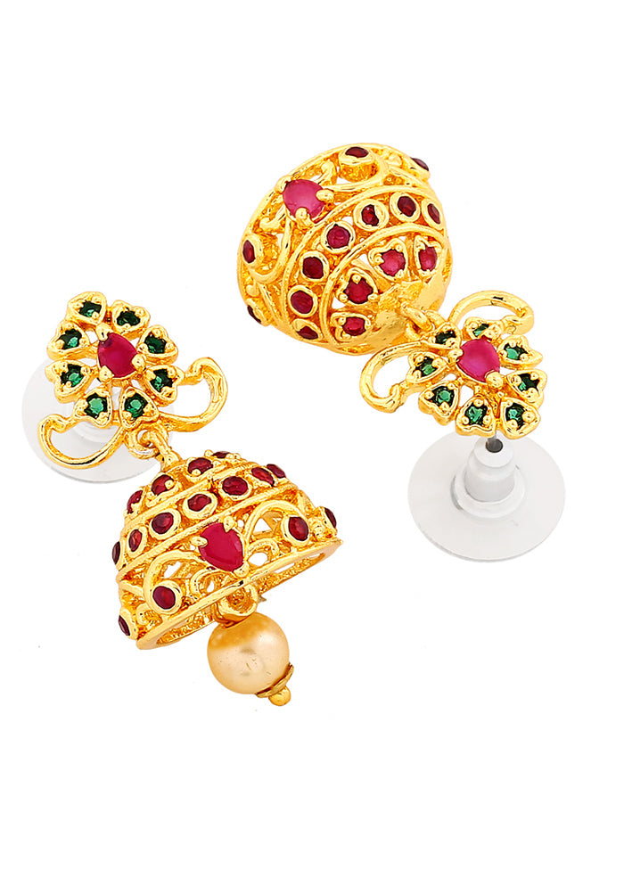 Gold Plated CZ Exquisite Jhumki Earrings - Indian Silk House Agencies