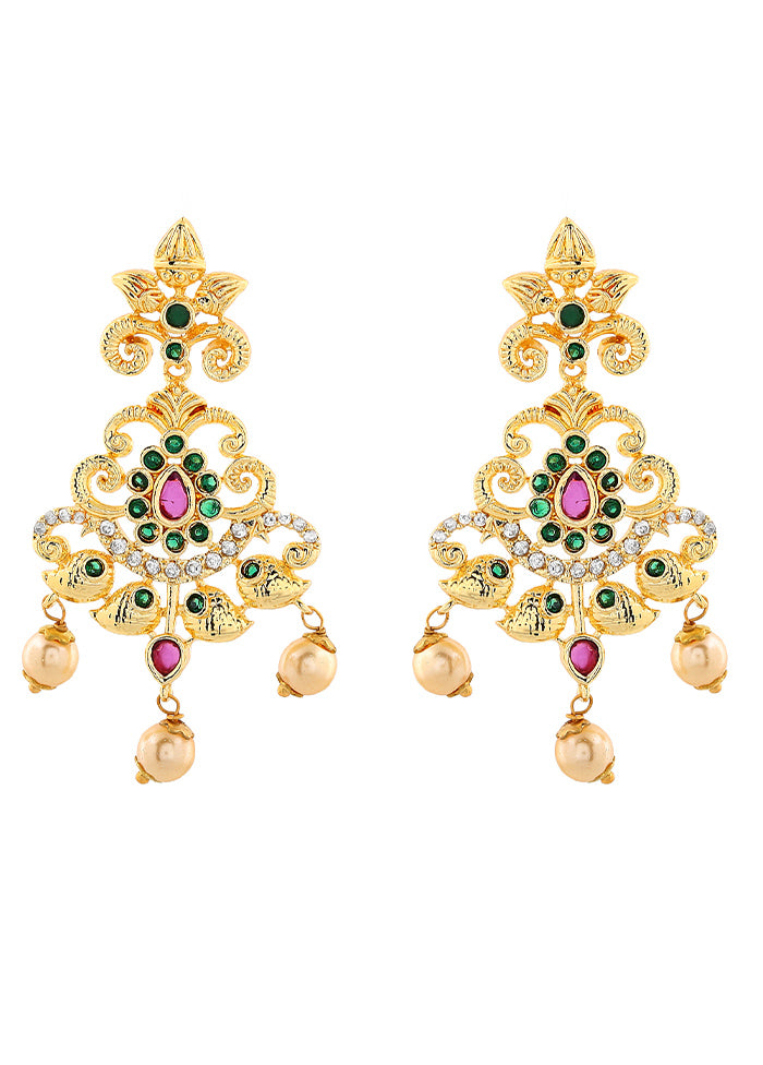 Gold Plated CZ Swirling Symphony Earrings - Indian Silk House Agencies
