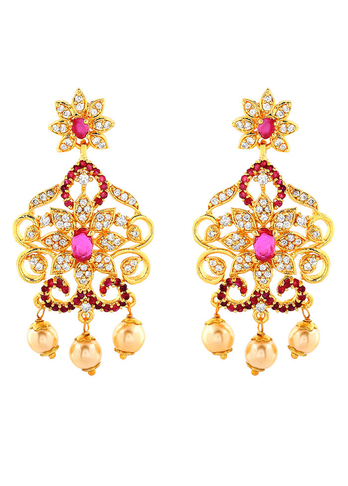 Gold Plated CZ Charming Drop Earrings - Indian Silk House Agencies