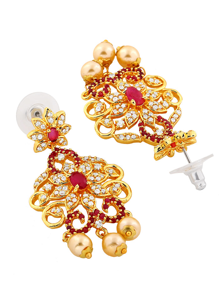 Gold Plated CZ Charming Drop Earrings - Indian Silk House Agencies