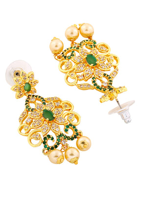 Gold Plated CZ Enchanting Drop Earrings - Indian Silk House Agencies