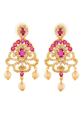 Handcrafted Gold Plated CZ Tiara Earrings - Indian Silk House Agencies