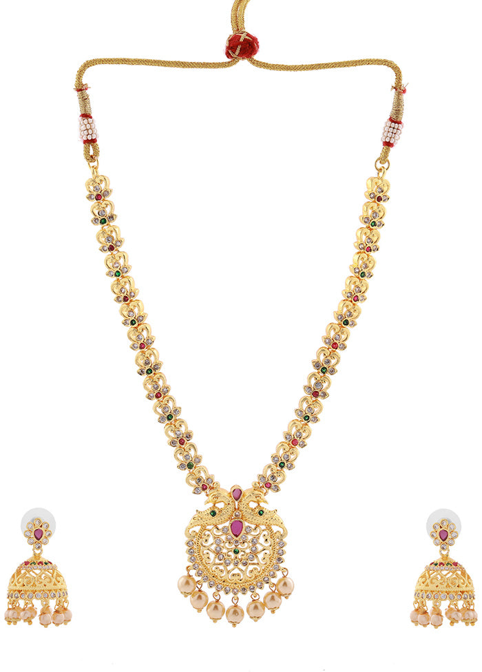 Gold Plated CZ Elegant Designer Necklace Set - Indian Silk House Agencies