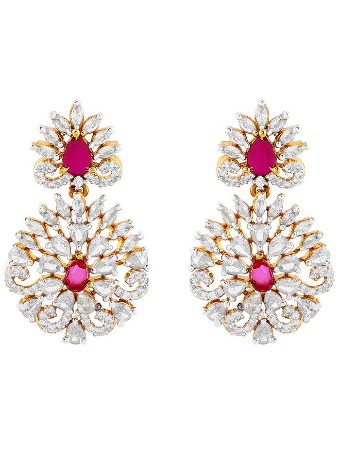 Gold Plated CZ Radiance Flower Designer Earrings - Indian Silk House Agencies