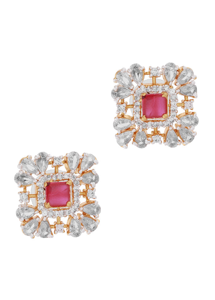 Gold Plated CZ Beautiful Stud Earrings - Indian Silk House Agencies