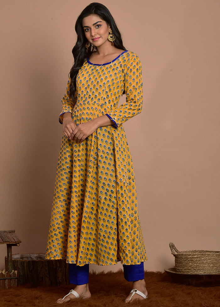 2 Pc Yellow Readymade Cotton Kurti Set VDRAN100090838 - Indian Silk House Agencies