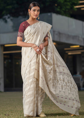 Mauve Silk Saree With Blouse Piece - Indian Silk House Agencies