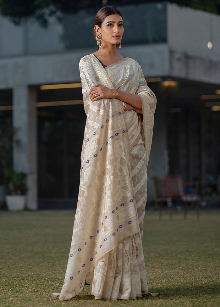 Navy Blue Silk Saree With Blouse Piece - Indian Silk House Agencies