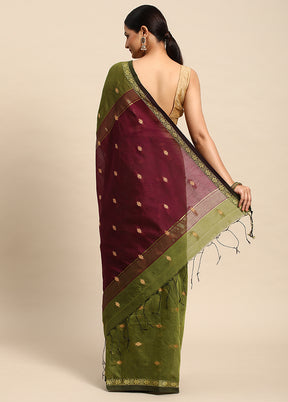 Green Dupion Silk Saree With Blouse Piece - Indian Silk House Agencies