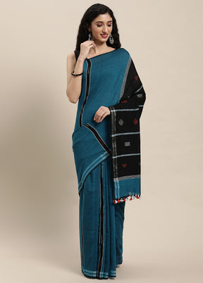 Blue Pure Cotton Saree With Blouse Piece