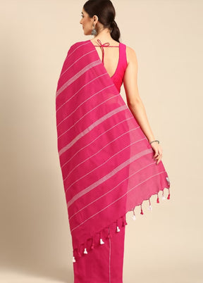 Magenta Pure Cotton Saree With Blouse Piece