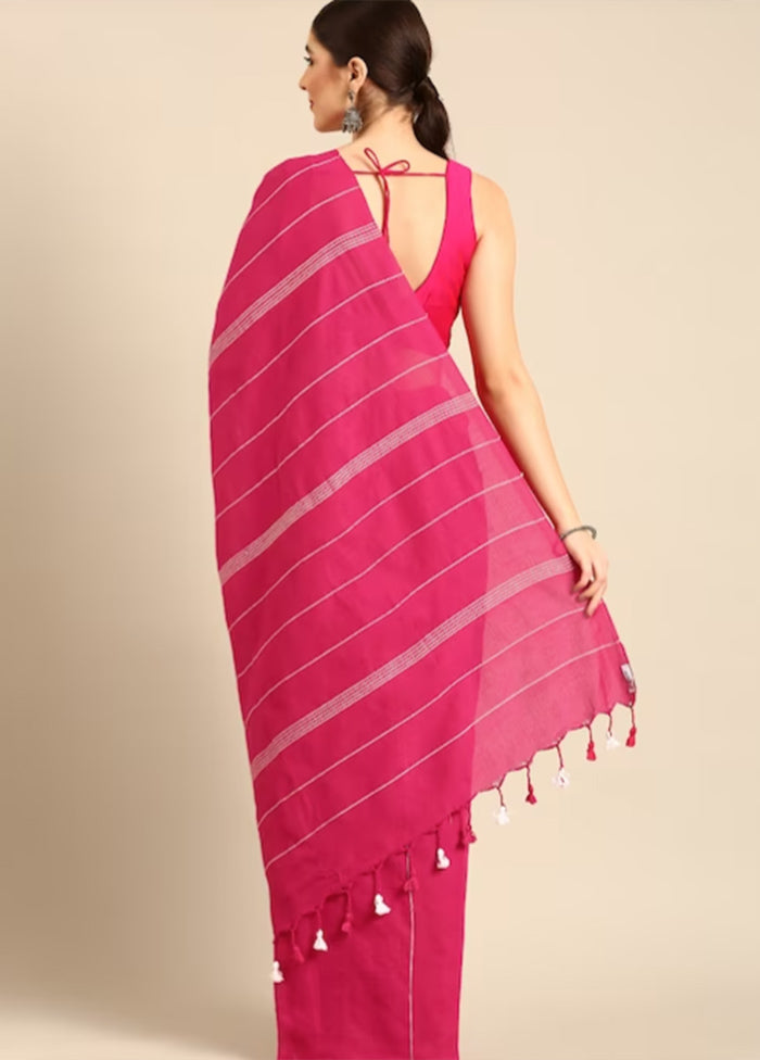 Magenta Pure Cotton Saree With Blouse Piece