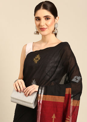 Black Pure Cotton Saree With Blouse Piece