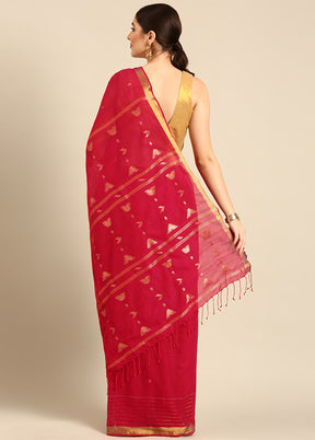 Magenta Pure Cotton Saree With Blouse Piece - Indian Silk House Agencies