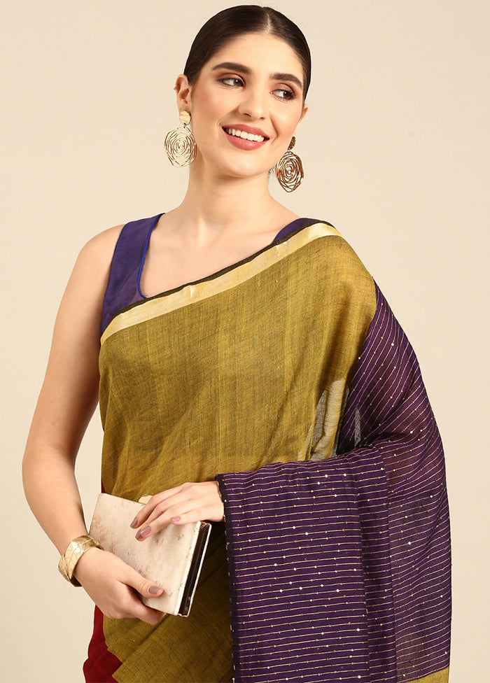 Green Pure Cotton Saree With Blouse Piece