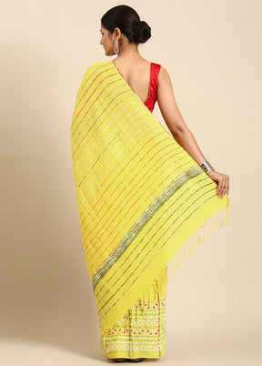 Yellow Pure Cotton Saree With Blouse Piece