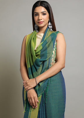 Teal Green Pure Cotton Saree With Blouse Piece