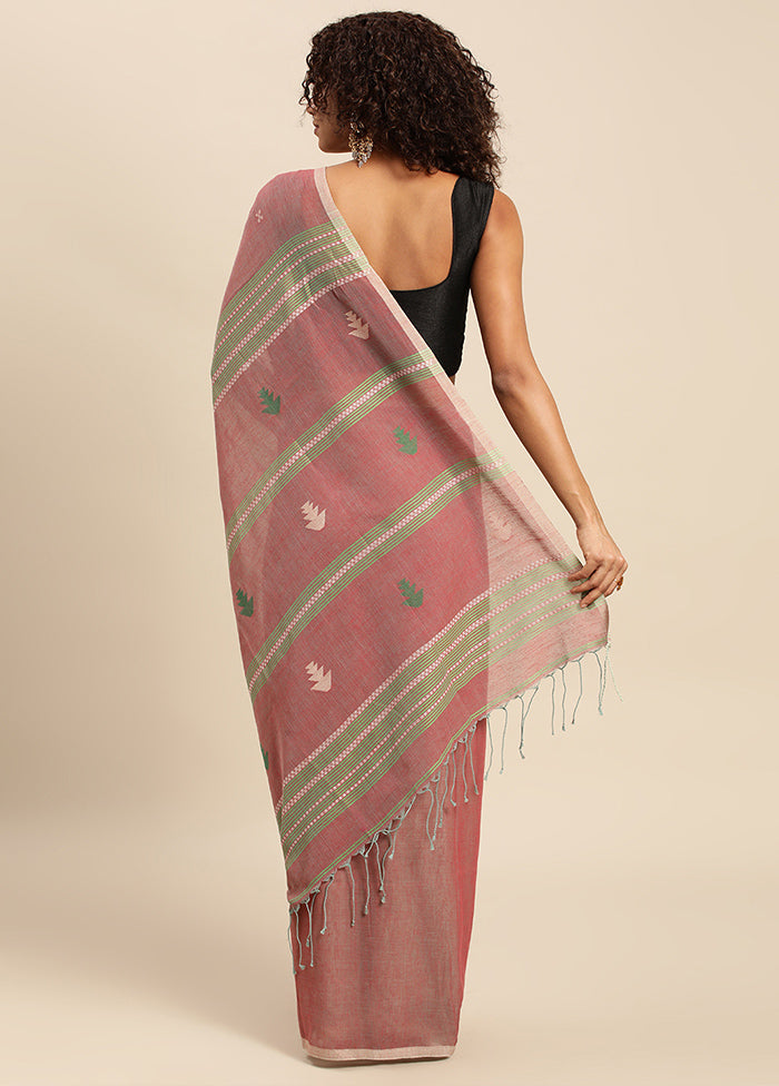 Pink Pure Cotton Saree With Blouse Piece