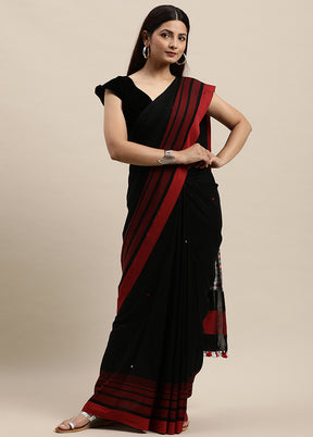 Black Pure Cotton Saree With Blouse Piece