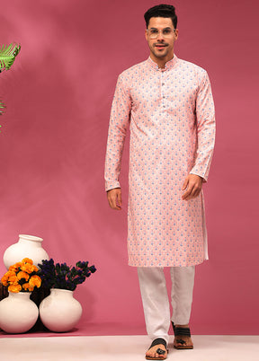 Pink Sequence Work Silk Kurta - Indian Silk House Agencies