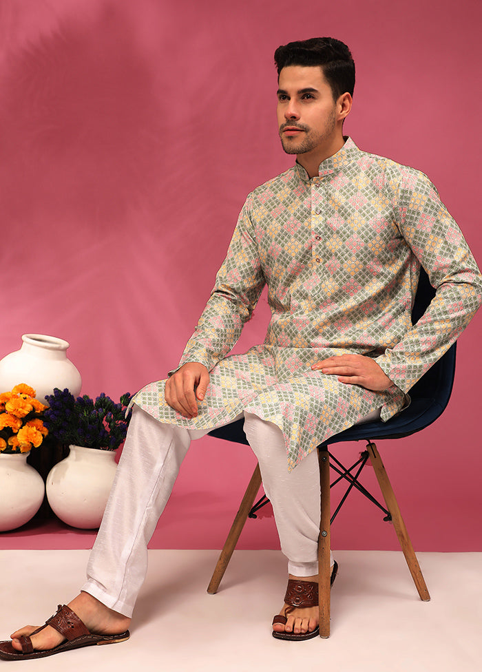 Green Sequence Work Silk Kurta - Indian Silk House Agencies