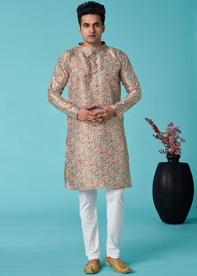 Multicolor Sequence Work Silk Kurta - Indian Silk House Agencies