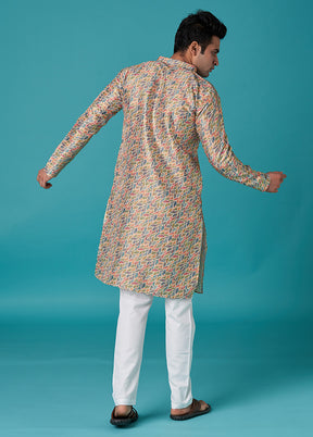 Multicolor Sequence Work Silk Kurta - Indian Silk House Agencies