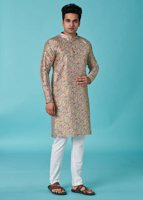 Multicolor Sequence Work Silk Kurta - Indian Silk House Agencies