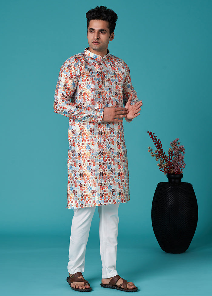 Multicolor Sequence Work Silk Kurta - Indian Silk House Agencies