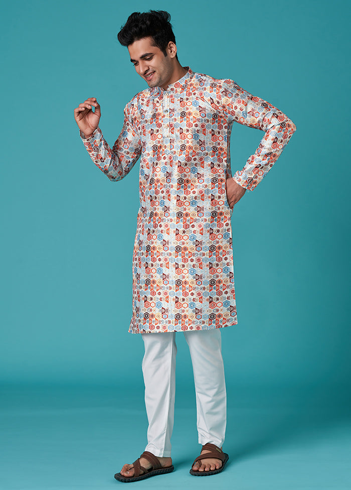 Multicolor Sequence Work Silk Kurta - Indian Silk House Agencies