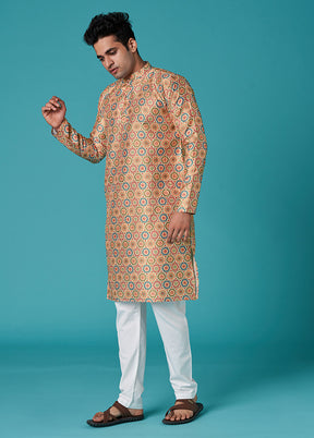 Multicolor Sequence Work Silk Kurta - Indian Silk House Agencies