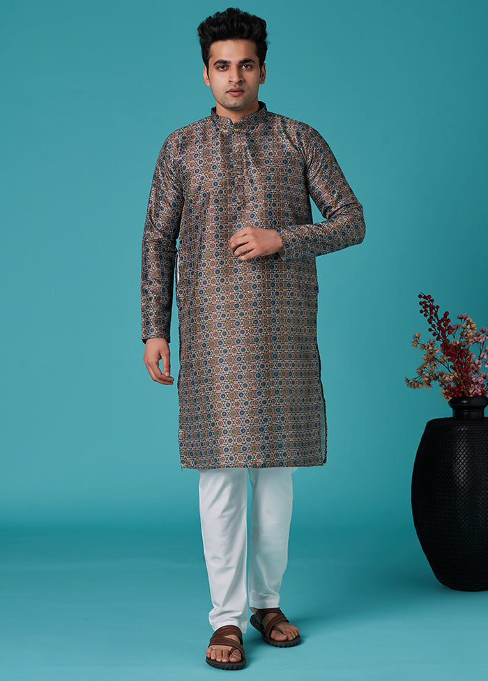 Multicolor Sequence Work Silk Kurta - Indian Silk House Agencies