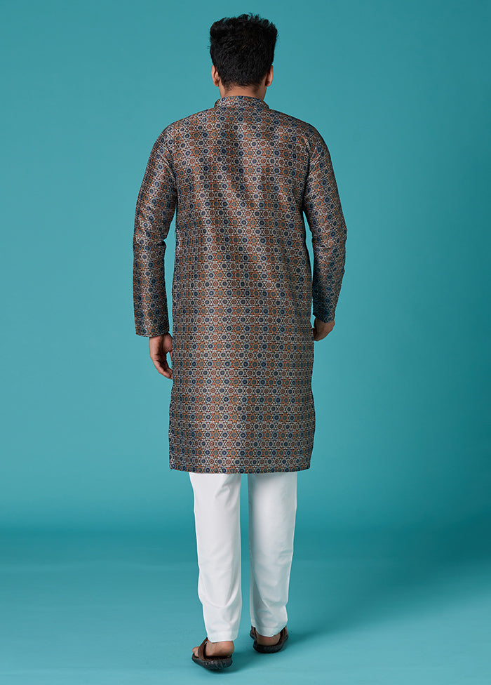 Multicolor Sequence Work Silk Kurta - Indian Silk House Agencies