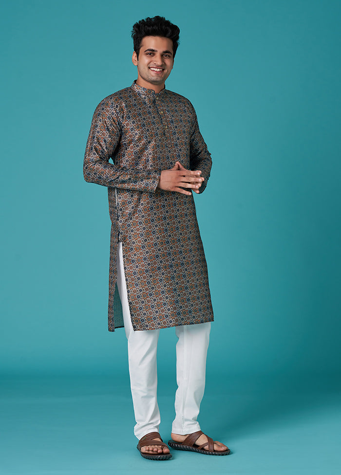 Multicolor Sequence Work Silk Kurta - Indian Silk House Agencies