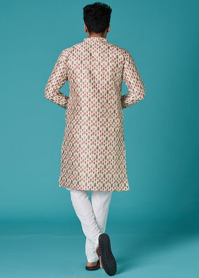 Multicolor Sequence Work Silk Kurta - Indian Silk House Agencies