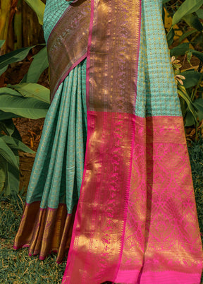 Sea Green Dupion Silk Saree With Blouse Piece - Indian Silk House Agencies