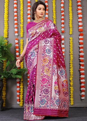 Magenta Dupion Silk Saree With Blouse Piece - Indian Silk House Agencies